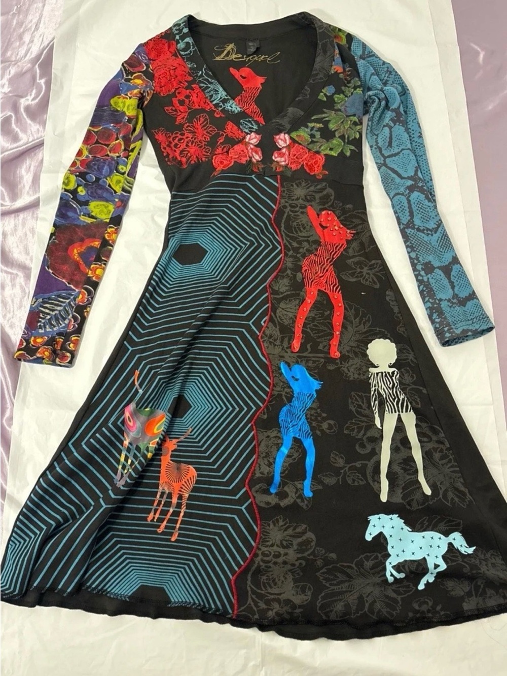 Sz S Vintage Y2K Boho Fairycore Festival Whimsical Maximalist Desigual Dress